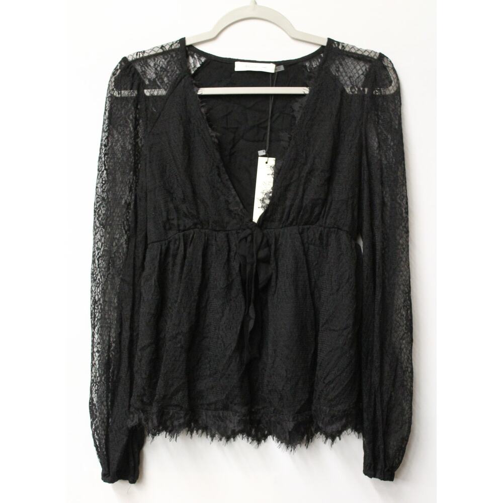 *NEW* MUSTARD SEED VICI DOLLS BLACK LACE LONG SLEEVE BLOUSE